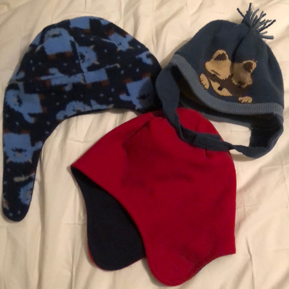 Trio of 2-4T winter hats, boy